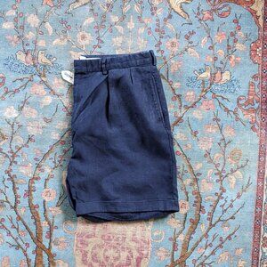 Polo Ralph Lauren vintage linen navy blue pleated cuffed shorts 34